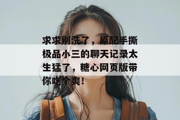 求求别洗了,原配手撕极品小三的聊天记录太生猛了,糖心网页版带你吃个爽! 求求别洗了,原配手撕极品小三的聊天记录太生猛了,糖心网页版带你吃个爽!